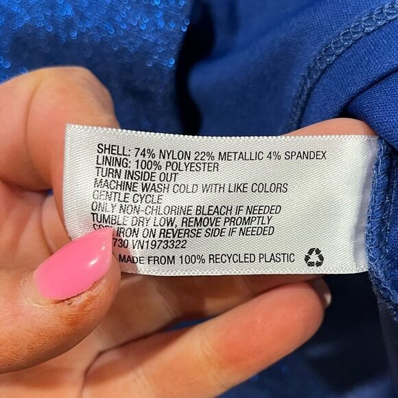 Wild Fable Dress S Blue Sparkling Bodycon Cut Out Knee Length Long Sleeve Lurex - Picture 3 of 6